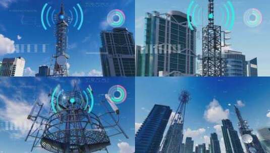 5G基站智慧科技互联网城市高清在线视频素材下载