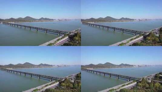 杭州钱江一桥两岸大全景高清在线视频素材下载