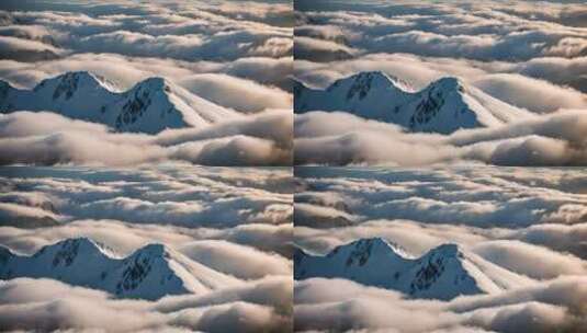 雪山云海山峰阳光日出延时云雾山脉意境风景高清在线视频素材下载