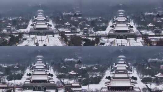 陕西周至县楼观台景区雪景高清在线视频素材下载