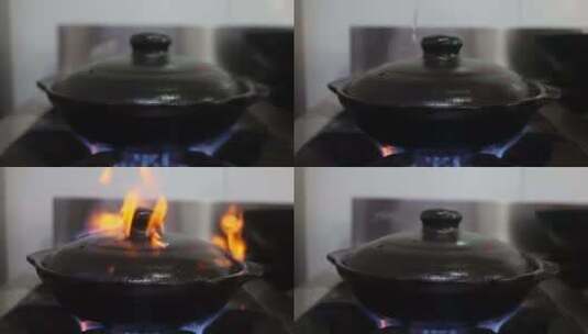 美食-火焰砂锅（粉丝生蚝）高清在线视频素材下载