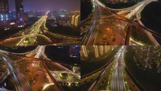 杭州滨江江南大道立交桥高架桥夜景延时摄影高清在线视频素材下载