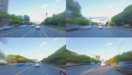 城市公路马路飙车汽车开车第一视角高清在线视频素材下载