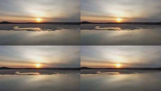湖水天空夕阳晚霞高清在线视频素材下载