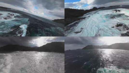 FPV大海海边海浪翻滚海岸浪花拍打礁石高清在线视频素材下载