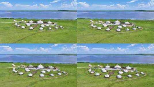 湖畔的蒙古包高清在线视频素材下载