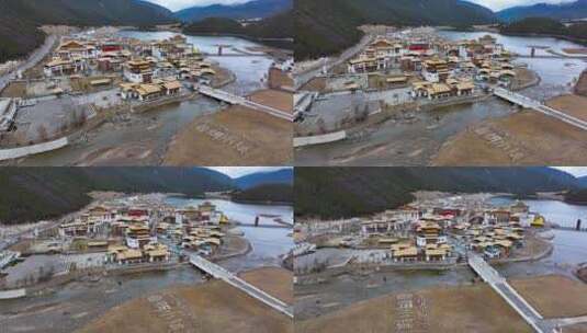 4K航拍西藏鲁朗国际旅游小镇11高清在线视频素材下载