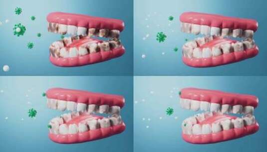 病毒感染牙齿口腔健康动画高清在线视频素材下载