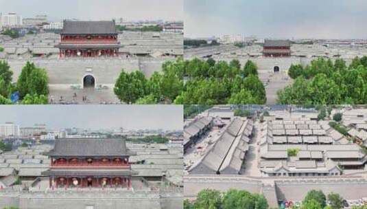 山东青州古城古城门航拍高清在线视频素材下载