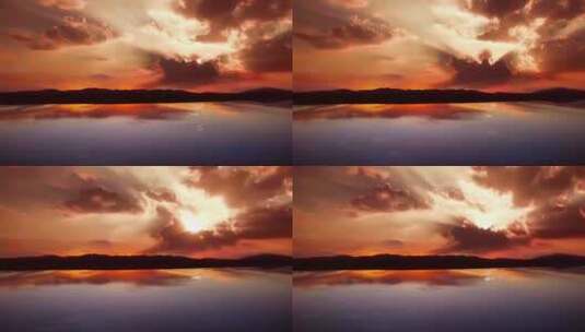 日落湖，变幻的日落高清在线视频素材下载