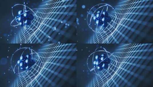 深蓝色背景的物理原子高清在线视频素材下载