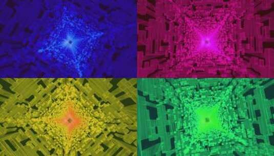 多色抽象网格空间隧道高清在线视频素材下载