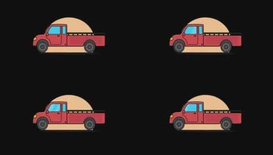 老式皮卡。货物运输服务概念动画视频-透明高清在线视频素材下载