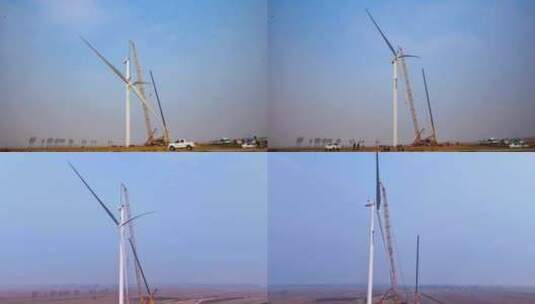 风机吊装延时风机风电建设绿色能源清洁能源高清在线视频素材下载
