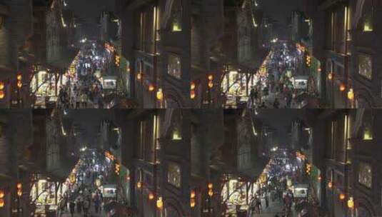 武汉汉口里古镇商业街景夜晚赶集人群高清在线视频素材下载
