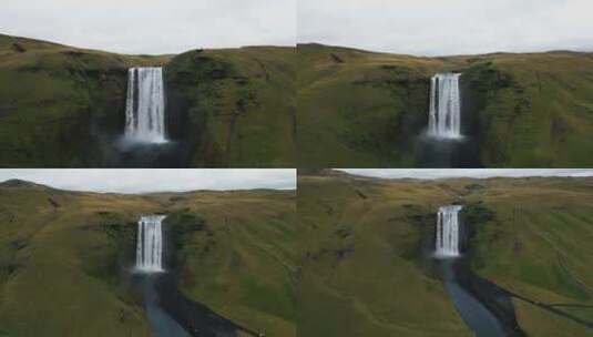 冰岛，瀑布，柯克朱费尔，冬季高清在线视频素材下载