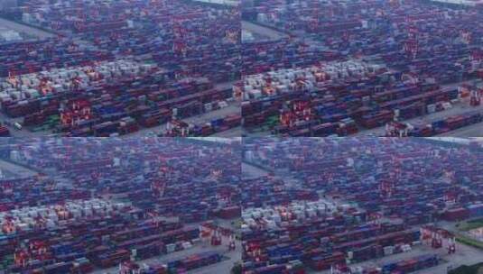 航拍上海集装箱外高桥码头进出口贸易港口高清在线视频素材下载