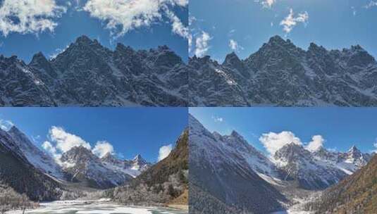 四川阿坝州冬季雪景雪山延时摄影高清在线视频素材下载