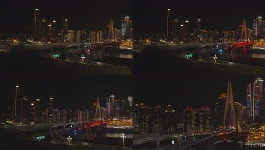 夜晚千厮门大桥城市车流延时高清在线视频素材下载
