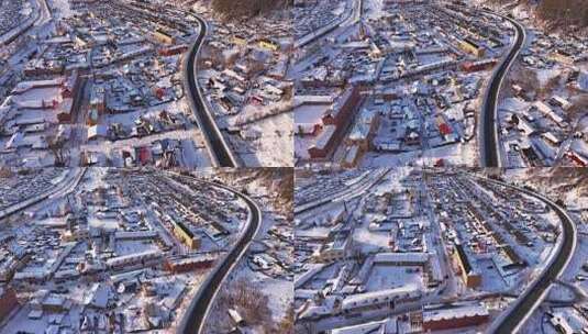 东北雪乡雪后小镇全景俯瞰高清在线视频素材下载