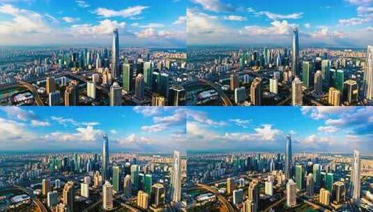 广东省深圳市航拍延时摄影蓝天白云大气震撼高清在线视频素材下载