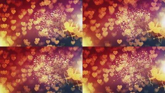 金色丘比特爱心背景画面高清在线视频素材下载