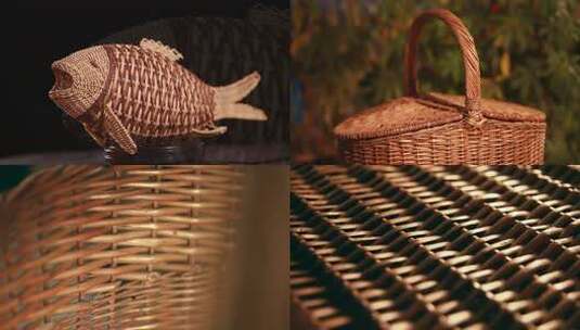 柳条编织柳编工艺品高清在线视频素材下载
