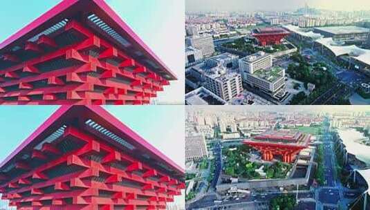 中华艺术宫上海航拍高清在线视频素材下载