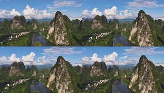 延时-广西桂林山水甲天下美景航拍高清在线视频素材下载