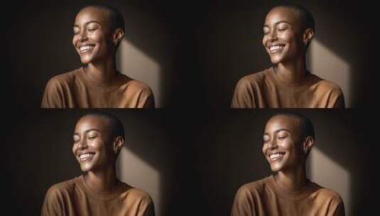 阳光照耀下的女性展现自信微笑高清在线视频素材下载