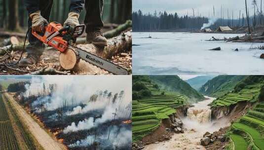 森林砍伐水土流失高清在线视频素材下载