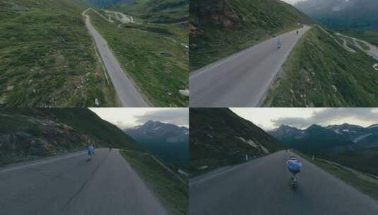 长板速降运动FPV航拍高清在线视频素材下载