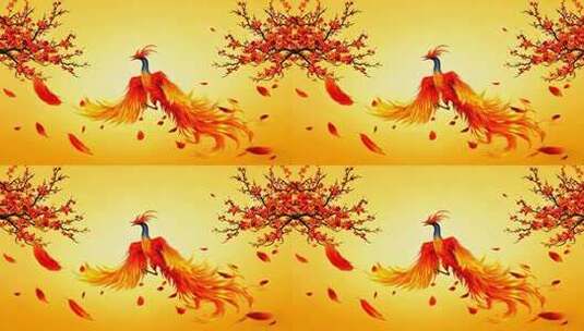 凤凰梅花古风背景素材高清在线视频素材下载
