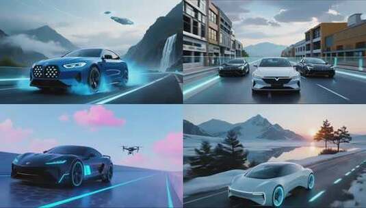 未来科技感汽车公路巡航合集高清在线视频素材下载