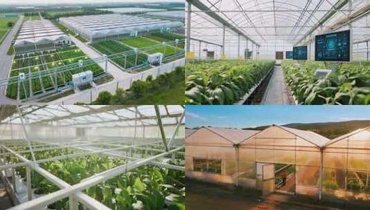 大棚蔬菜种植基地航拍素材高清在线视频素材下载