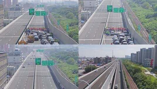 上海军工高架路主线路高清在线视频素材下载