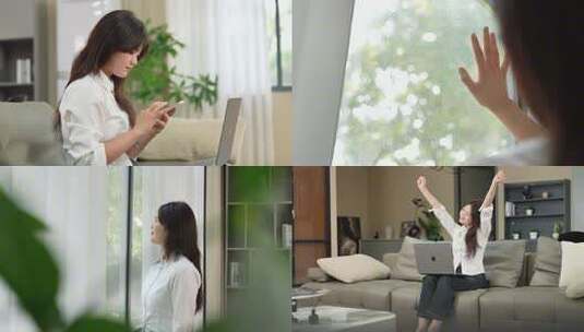 女生惬意生活阳光窗外高清在线视频素材下载