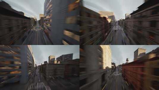 城市街道建筑快速穿梭画面高清在线视频素材下载