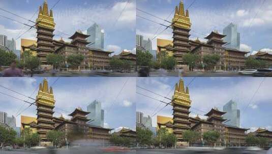 上海静安寺车辆车流街道城市交通延时摄影高清在线视频素材下载