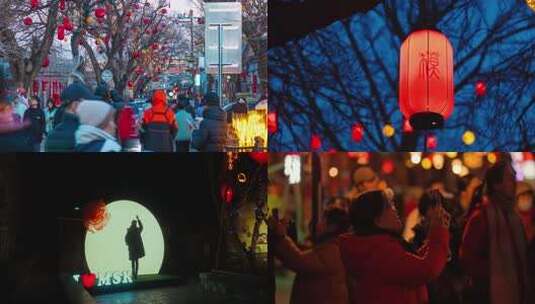 4K北京胡同模式口年味灯笼实拍高清在线视频素材下载