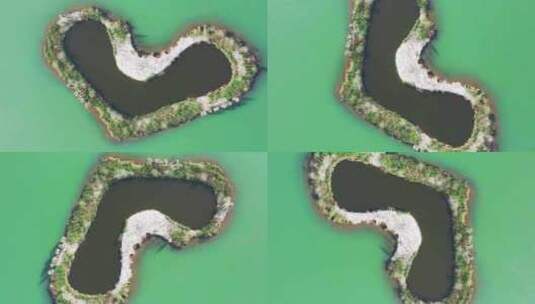 苏州太湖绿洲爱心岛航拍高清在线视频素材下载