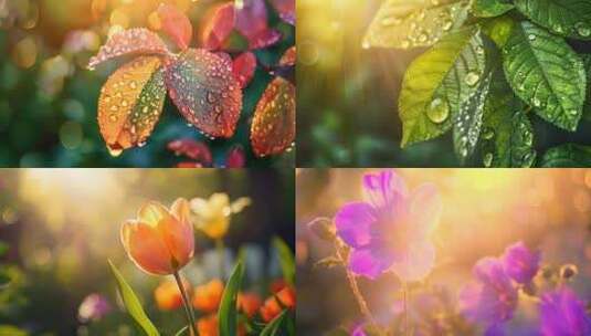 花朵 出暖花开 春雨 花朵特写高清在线视频素材下载