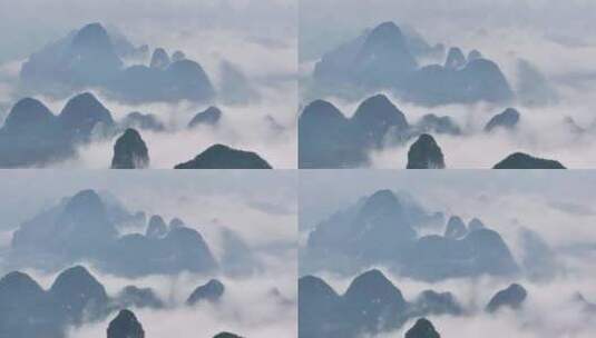 云海中的喀斯特山峰高清在线视频素材下载