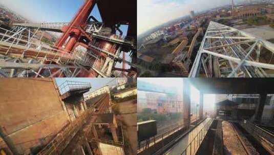 上海宝武钢厂穿越机 废弃工厂高清在线视频素材下载