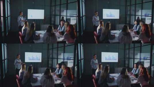 女商人在现代公司营销和销售报告的会议室里高清在线视频素材下载