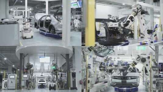 汽车制造智能化生产车间自动化机械臂合集高清在线视频素材下载
