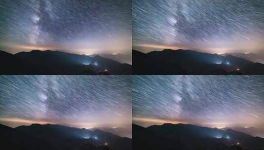 乡村上空的星际轨迹银河系恒星高清在线视频素材下载