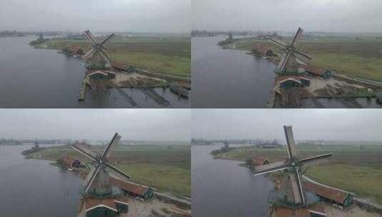 荷兰Zaanse Schans风车村木制高清在线视频素材下载
