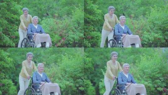 推轮椅的老人高清在线视频素材下载