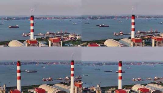 航拍上海长江口船舶 长兴岛 高清在线视频素材下载